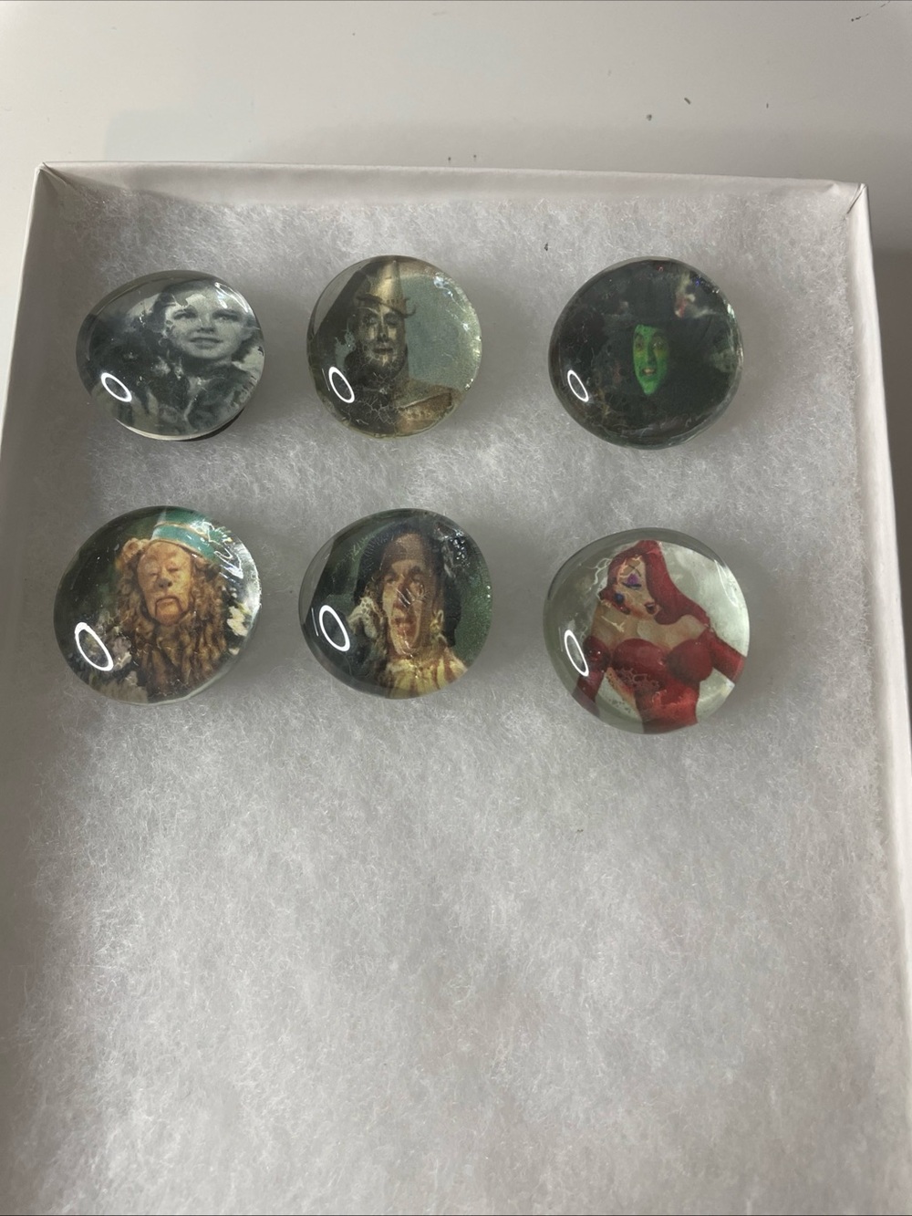 Custom Handmade Marble Button Magnets Wizard Of Oz Wicked Lot Of 6